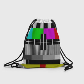 Рюкзак-мешок 3D с принтом Помехи в Тюмени, 100% полиэстер | плотность ткани — 200 г/м2, размер — 35 х 45 см; лямки — толстые шнурки, застежка на шнуровке, без карманов и подкладки | Тематика изображения на принте: нет сигнала | помехи | телевизор