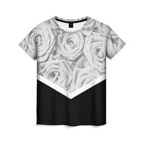 Женская футболка 3D с принтом Розы в Тюмени, 100% полиэфир ( синтетическое хлопкоподобное полотно) | прямой крой, круглый вырез горловины, длина до линии бедер | fashion | роза | цветы
