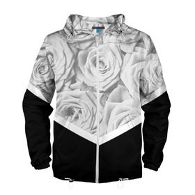 Мужская ветровка 3D с принтом Розы в Тюмени, 100% полиэстер | подол и капюшон оформлены резинкой с фиксаторами, два кармана без застежек по бокам, один потайной карман на груди | fashion | роза | цветы