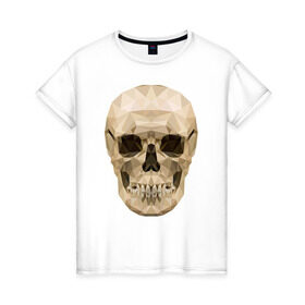 Женская футболка хлопок с принтом Геометрический череп в Тюмени, 100% хлопок | прямой крой, круглый вырез горловины, длина до линии бедер, слегка спущенное плечо | геометрия | полигонал | череп