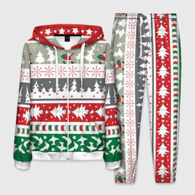 Мужской костюм 3D с принтом Новогодний орнамент в Тюмени, 100% полиэстер | Манжеты и пояс оформлены тканевой резинкой, двухслойный капюшон со шнурком для регулировки, карманы спереди | дед мороз | елка | новогодний орнамент | подарок на новый год | праздник | снеговик | снежинки