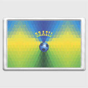 Магнит 45*70 с принтом Бразилия в Тюмени, Пластик | Размер: 78*52 мм; Размер печати: 70*45 | бразилия | геометрия | игра | кубок | мяч | полигональный | спорт | футбол