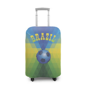 Чехол для чемодана 3D с принтом Бразилия в Тюмени, 86% полиэфир, 14% спандекс | двустороннее нанесение принта, прорези для ручек и колес | бразилия | геометрия | игра | кубок | мяч | полигональный | спорт | футбол
