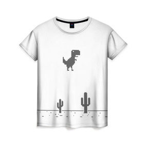 Женская футболка 3D с принтом T-rex game в Тюмени, 100% полиэфир ( синтетическое хлопкоподобное полотно) | прямой крой, круглый вырез горловины, длина до линии бедер | chrome | google | гугл | хром