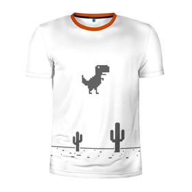 Мужская футболка 3D спортивная с принтом T-rex game в Тюмени, 100% полиэстер с улучшенными характеристиками | приталенный силуэт, круглая горловина, широкие плечи, сужается к линии бедра | chrome | google | гугл | хром