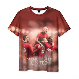 Мужская футболка 3D с принтом Manchester United в Тюмени, 100% полиэфир | прямой крой, круглый вырез горловины, длина до линии бедер | manchester united