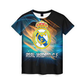 Женская футболка 3D с принтом Real Madrid в Тюмени, 100% полиэфир ( синтетическое хлопкоподобное полотно) | прямой крой, круглый вырез горловины, длина до линии бедер | real madrid