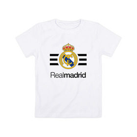Детская футболка хлопок с принтом Real madrid в Тюмени, 100% хлопок | круглый вырез горловины, полуприлегающий силуэт, длина до линии бедер | football | real | real madrid | примера | реал | реал мадрид | футбол | чемпионат испании