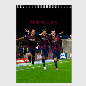 Скетчбук с принтом Barcelona6 в Тюмени, 100% бумага
 | 48 листов, плотность листов — 100 г/м2, плотность картонной обложки — 250 г/м2. Листы скреплены сверху удобной пружинной спиралью | barcelona | football | барса | барселона | примера | футбол | чемпионат испании