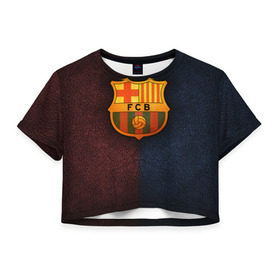 Женская футболка 3D укороченная с принтом Barcelona8 в Тюмени, 100% полиэстер | круглая горловина, длина футболки до линии талии, рукава с отворотами | barcelona | football | барса | барселона | примера | футбол | чемпионат испании