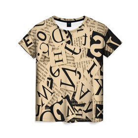 Женская футболка 3D с принтом Летопись в Тюмени, 100% полиэфир ( синтетическое хлопкоподобное полотно) | прямой крой, круглый вырез горловины, длина до линии бедер | буквы | вырезка | газета | литеры