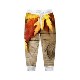 Детские брюки 3D с принтом Золотая осень в Тюмени, 100% полиэстер | манжеты по низу, эластичный пояс регулируется шнурком, по бокам два кармана без застежек, внутренняя часть кармана из мелкой сетки | дерево | лист | листья | осень