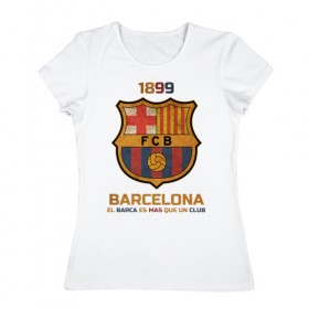 Женская футболка хлопок с принтом Barcelona2 в Тюмени, 100% хлопок | прямой крой, круглый вырез горловины, длина до линии бедер, слегка спущенное плечо | barcelona | football | барса | барселона | примера | футбол | чемпионат испании