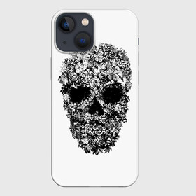 Чехол для iPhone 13 mini с принтом Череп в Тюмени,  |  | скелет. скилет | ужас | хеллоуин | череп. кости | черепушка | черно белый