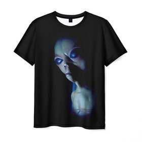 Мужская футболка 3D с принтом Галактический обитатель в Тюмени, 100% полиэфир | прямой крой, круглый вырез горловины, длина до линии бедер | галактика | звезды | инопланетянин | космос | нло | новинки