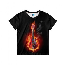 Детская футболка 3D с принтом Огония страсти в Тюмени, 100% гипоаллергенный полиэфир | прямой крой, круглый вырез горловины, длина до линии бедер, чуть спущенное плечо, ткань немного тянется | ад | арт | дым | музыка | новинки | огонь | пламя | популярные | энергия | яркие