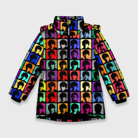 Зимняя куртка для девочек 3D с принтом The Beatles art в Тюмени, ткань верха — 100% полиэстер; подклад — 100% полиэстер, утеплитель — 100% полиэстер. | длина ниже бедра, удлиненная спинка, воротник стойка и отстегивающийся капюшон. Есть боковые карманы с листочкой на кнопках, утяжки по низу изделия и внутренний карман на молнии. 

Предусмотрены светоотражающий принт на спинке, радужный светоотражающий элемент на пуллере молнии и на резинке для утяжки. | битлз