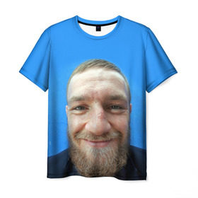 Мужская футболка 3D с принтом Mcgregor smile в Тюмени, 100% полиэфир | прямой крой, круглый вырез горловины, длина до линии бедер | conor | macgregor | макгрегор