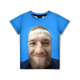 Детская футболка 3D с принтом Mcgregor smile в Тюмени, 100% гипоаллергенный полиэфир | прямой крой, круглый вырез горловины, длина до линии бедер, чуть спущенное плечо, ткань немного тянется | Тематика изображения на принте: conor | macgregor | макгрегор