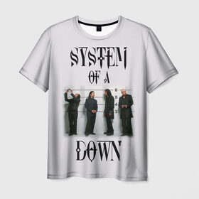 Мужская футболка 3D с принтом System of a Down в Тюмени, 100% полиэфир | прямой крой, круглый вырез горловины, длина до линии бедер | 