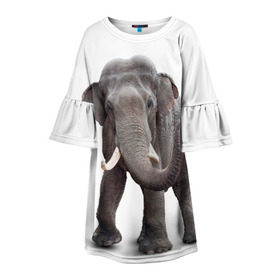 Детское платье 3D с принтом Слон VPPDGryphon в Тюмени, 100% полиэстер | прямой силуэт, чуть расширенный к низу. Круглая горловина, на рукавах — воланы | luxury | premium | vip | vppdgryphon | премиум | слон | эксклюзив