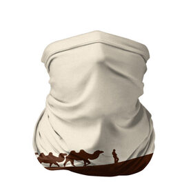 Бандана-труба 3D с принтом Пустыня в Тюмени, 100% полиэстер, ткань с особыми свойствами — Activecool | плотность 150‒180 г/м2; хорошо тянется, но сохраняет форму | верблюды | коричневый
