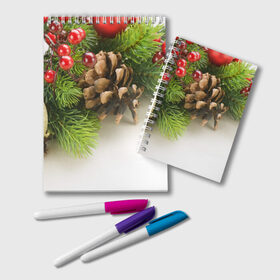 Блокнот с принтом Дуx рождества в Тюмени, 100% бумага | 48 листов, плотность листов — 60 г/м2, плотность картонной обложки — 250 г/м2. Листы скреплены удобной пружинной спиралью. Цвет линий — светло-серый
 | Тематика изображения на принте: 2017 | год | зима | новинки | новый | петух | популярное | праздник | символ | снег