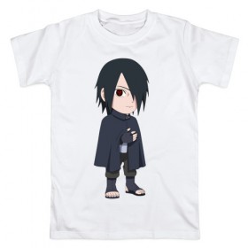 Мужская футболка хлопок с принтом Sasuke в Тюмени, 100% хлопок | прямой крой, круглый вырез горловины, длина до линии бедер, слегка спущенное плечо. | Тематика изображения на принте: 