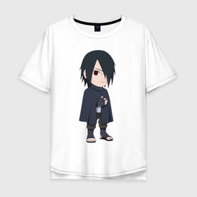 Мужская футболка хлопок Oversize с принтом Sasuke в Тюмени, 100% хлопок | свободный крой, круглый ворот, “спинка” длиннее передней части | Тематика изображения на принте: 