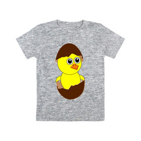 Детская футболка хлопок с принтом Киндер-сюрприз в Тюмени, 100% хлопок | круглый вырез горловины, полуприлегающий силуэт, длина до линии бедер | глаза | клюв | крылья | пернатые | птенец | птица | шоколад