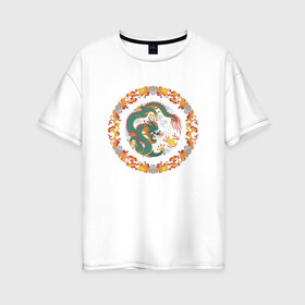 Женская футболка хлопок Oversize с принтом Китайский дракон в Тюмени, 100% хлопок | свободный крой, круглый ворот, спущенный рукав, длина до линии бедер
 | восток | дракон | животные | тату | трайбл | фентези