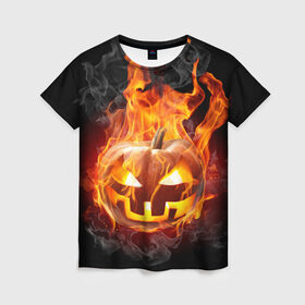 Женская футболка 3D с принтом Огненная стихия хэллоуин в Тюмени, 100% полиэфир ( синтетическое хлопкоподобное полотно) | прямой крой, круглый вырез горловины, длина до линии бедер | fire | luxury | premium | vip | vppdgryphon | огненная стихия | огонь | пожар | премиум | хэллоуин | эксклюзив