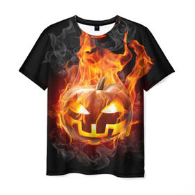 Мужская футболка 3D с принтом Огненная стихия хэллоуин в Тюмени, 100% полиэфир | прямой крой, круглый вырез горловины, длина до линии бедер | fire | luxury | premium | vip | vppdgryphon | огненная стихия | огонь | пожар | премиум | хэллоуин | эксклюзив