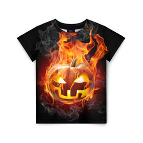 Детская футболка 3D с принтом Огненная стихия хэллоуин в Тюмени, 100% гипоаллергенный полиэфир | прямой крой, круглый вырез горловины, длина до линии бедер, чуть спущенное плечо, ткань немного тянется | fire | luxury | premium | vip | vppdgryphon | огненная стихия | огонь | пожар | премиум | хэллоуин | эксклюзив