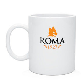 Кружка с принтом AS Roma в Тюмени, керамика | объем — 330 мл, диаметр — 80 мм. Принт наносится на бока кружки, можно сделать два разных изображения | Тематика изображения на принте: 1927 | roma | фк «рома»