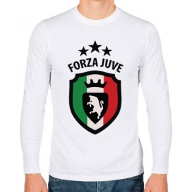 Мужской лонгслив хлопок с принтом Forza Juventus в Тюмени, 100% хлопок |  | forza | juventus | футбол