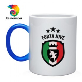 Кружка хамелеон с принтом Forza Juventus в Тюмени, керамика | меняет цвет при нагревании, емкость 330 мл | Тематика изображения на принте: forza | juventus | футбол