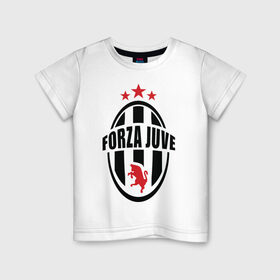 Детская футболка хлопок с принтом Forza Juventus в Тюмени, 100% хлопок | круглый вырез горловины, полуприлегающий силуэт, длина до линии бедер | forza | juventus | футбол