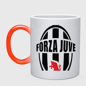 Кружка хамелеон с принтом Forza Juventus в Тюмени, керамика | меняет цвет при нагревании, емкость 330 мл | Тематика изображения на принте: forza | juventus | футбол