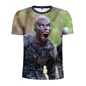 Мужская футболка 3D спортивная с принтом Zombie в Тюмени, 100% полиэстер с улучшенными характеристиками | приталенный силуэт, круглая горловина, широкие плечи, сужается к линии бедра | walking dead | zombie | зомби | ходячие мертвецы