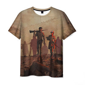 Мужская футболка 3D с принтом Walking Dead в Тюмени, 100% полиэфир | прямой крой, круглый вырез горловины, длина до линии бедер | 
