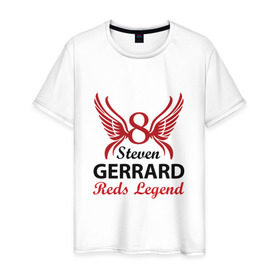 Мужская футболка хлопок с принтом Steven Gerrard в Тюмени, 100% хлопок | прямой крой, круглый вырез горловины, длина до линии бедер, слегка спущенное плечо. | 