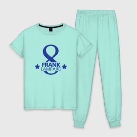 Женская пижама хлопок с принтом Фрэнк Лэмпард в Тюмени, 100% хлопок | брюки и футболка прямого кроя, без карманов, на брюках мягкая резинка на поясе и по низу штанин | frank lanpard | фрэнк лэмпард | челси