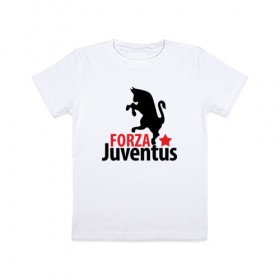 Детская футболка хлопок с принтом Forza Juventus в Тюмени, 100% хлопок | круглый вырез горловины, полуприлегающий силуэт, длина до линии бедер | juventus | ювентус