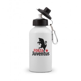 Бутылка спортивная с принтом Forza Juventus в Тюмени, металл | емкость — 500 мл, в комплекте две пластиковые крышки и карабин для крепления | juventus | ювентус
