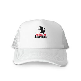 Кепка тракер с сеткой с принтом Forza Juventus в Тюмени, трикотажное полотно; задняя часть — сетка | длинный козырек, универсальный размер, пластиковая застежка | juventus | ювентус