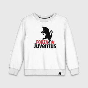Детский свитшот хлопок с принтом Forza Juventus в Тюмени, 100% хлопок | круглый вырез горловины, эластичные манжеты, пояс и воротник | Тематика изображения на принте: juventus | ювентус