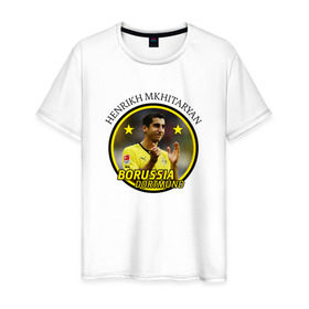 Мужская футболка хлопок с принтом Mkhitaryan в Тюмени, 100% хлопок | прямой крой, круглый вырез горловины, длина до линии бедер, слегка спущенное плечо. | генрих гамлетович мхитарян | манчестр