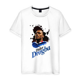 Мужская футболка хлопок с принтом Didier_Drogba в Тюмени, 100% хлопок | прямой крой, круглый вырез горловины, длина до линии бедер, слегка спущенное плечо. | дидье дрогба | челси