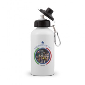 Бутылка спортивная с принтом Internazionale в Тюмени, металл | емкость — 500 мл, в комплекте две пластиковые крышки и карабин для крепления | 